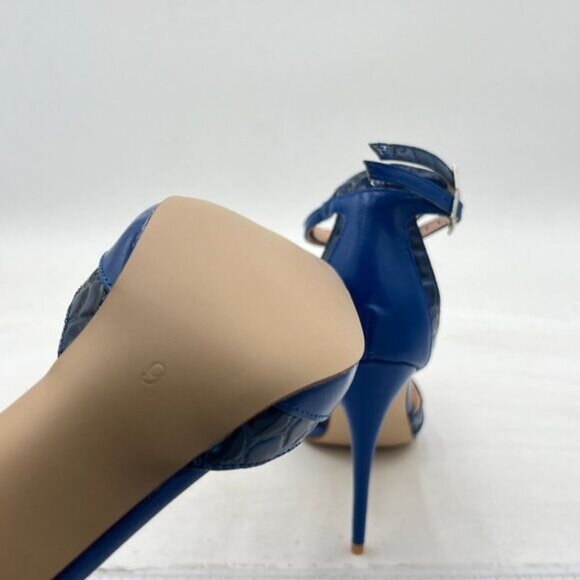 FOWT Navy Ankle Strap Pointy Toe High Heel D’orsay Double Slim Straps Pump - Picture 6 of 8